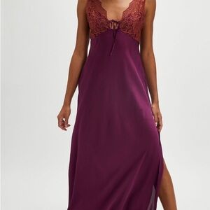 Countryside maxi slip Lace Trim Burgundy